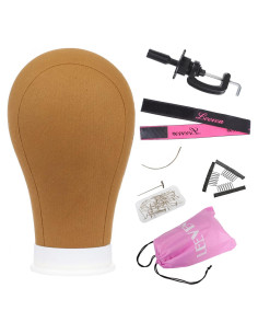 Cabeza de Peluca Leeven 21-24" Marrón con Soporte y T-Pins