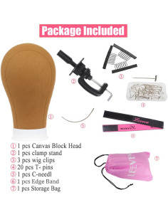 Cabeza de Peluca Leeven 21-24" Marrón con Soporte y T-Pins 2