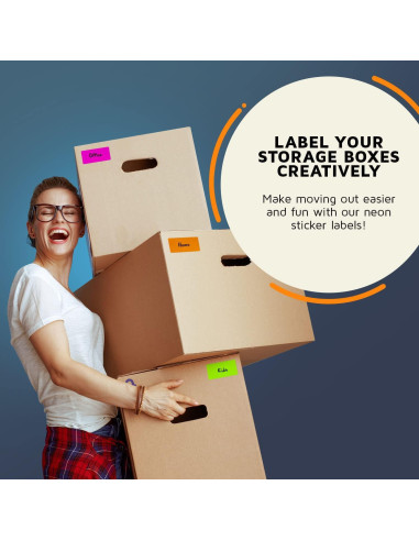 Etiquetas Adhesivas Rectangulares Royal Green - 30 Piezas Neón