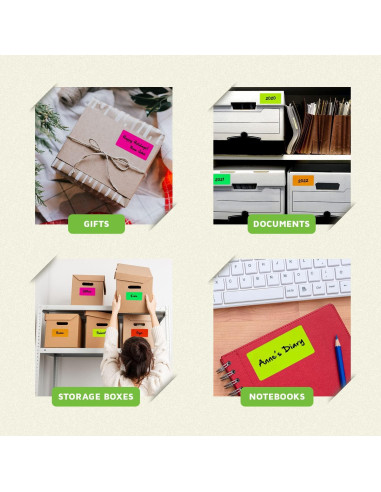 Etiquetas Adhesivas Rectangulares Royal Green - 30 Piezas Neón