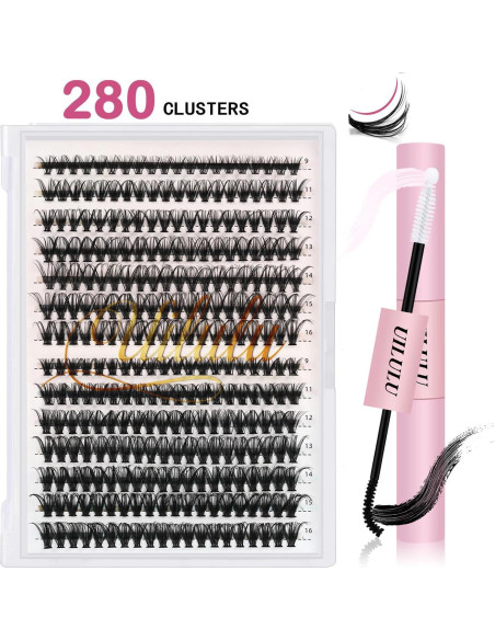 Kit de Extensión de Pestañas DIY UILULU 280pcs 30D 40D 9-16mm