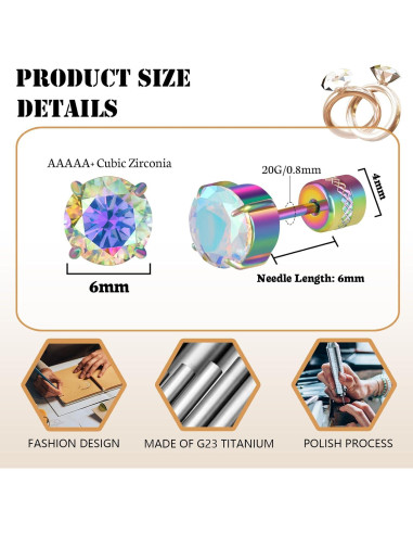 Pendientes de Titanio Puro Hopply G23 Hipoalergénicos 20G