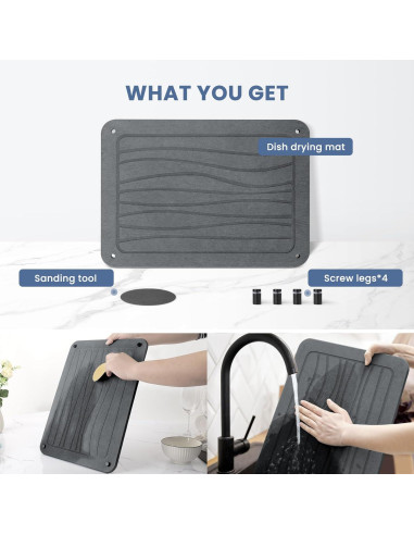 Alfombrilla de Secado de Piedra Diatomácea ANYEEK 40x30 cm Gris