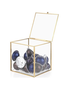 Soporte de cápsulas de café ELLDOO de vidrio dorado 15x15cm