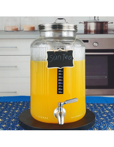 Dispensador de Bebidas de Vidrio 5.5L Mapeoes con Grifo Inoxidable