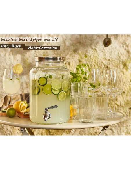 Dispensador de Bebidas de Vidrio 5.5L Mapeoes con Grifo Inoxidable Dispensador de Bebidas de Vidrio 5.5L Mapeoes con Grifo Inoxidable