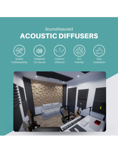 Difusor Acústico de Madera SoundAssured 60x60cm - Control de Eco
