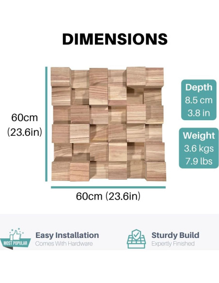 Difusor Acústico de Madera SoundAssured 60x60cm - Control de Eco Difusor Acústico de Madera SoundAssured 60x60cm - Control de Eco