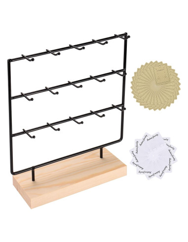 Soporte para Pendientes RNTBWD 3 Niveles 15 Ganchos Negro