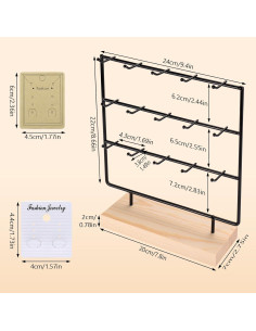 Soporte para Pendientes RNTBWD 3 Niveles 15 Ganchos Negro 2
