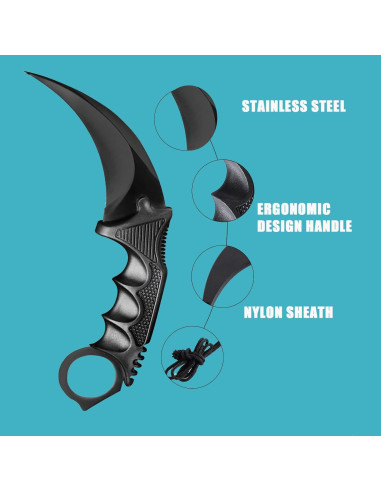 Cuchillo Karambit Fijo Milaloko 20.8 cm Acero Inoxidable Negro