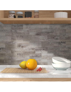 Azulejos de PVC Autoadhesivos AULIGET 4 Piezas 7.49x14.99cm Gris 2