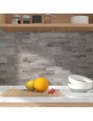 Azulejos de PVC Autoadhesivos AULIGET 4 Piezas 7.49x14.99cm Gris