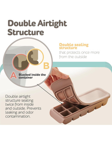 Bandeja de Hielo de Silicona Firgi 12 Secciones 177ml Beige