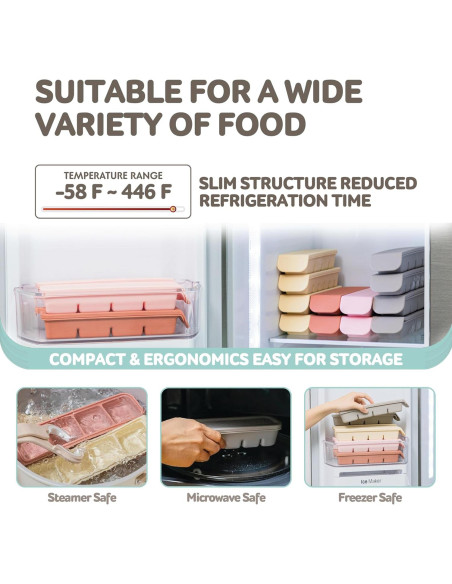 Bandeja de Hielo de Silicona Firgi 12 Secciones 177ml Beige