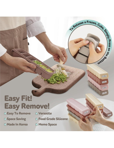 Bandeja de Hielo de Silicona Firgi 12 Secciones 177ml Beige