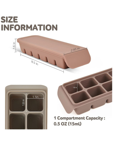 Bandeja de Hielo de Silicona Firgi 12 Secciones 177ml Beige