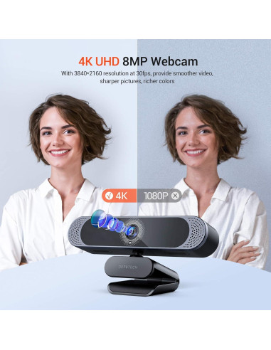 Webcam DEPSTECH DW49 4K Autofoco con Micrófono y Cubierta