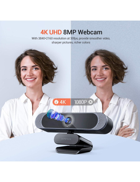Webcam DEPSTECH DW49 4K Autofoco con Micrófono y Cubierta