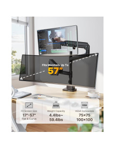 Soporte Doble para Monitor Ultrawide monTEK MA1001UCPBK-D 17-57" 2