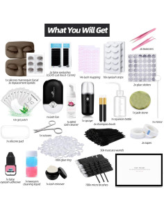 Kit de Extensión de Pestañas DNSGOOR para Principiantes 0.07D 8-15mm 2