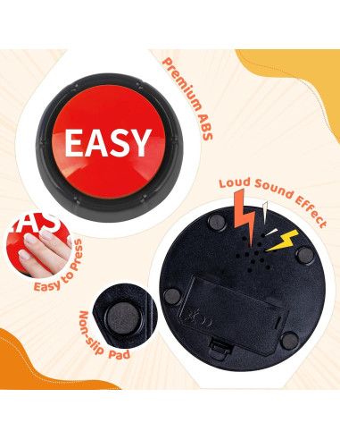 Botón Buzzer Fácil MyMealivos - Juguete de broma, 8.9x8.9 cm