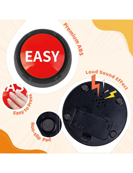 Botón Buzzer Fácil MyMealivos - Juguete de broma, 8.9x8.9 cm