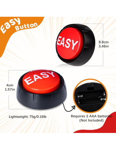 Botón Buzzer Fácil MyMealivos - Juguete de broma, 8.9x8.9 cm