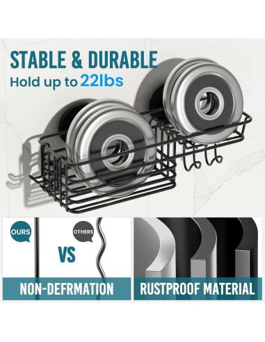 Caddy de Ducha TAILI Negro con Ventosas y Soporte para Jabón