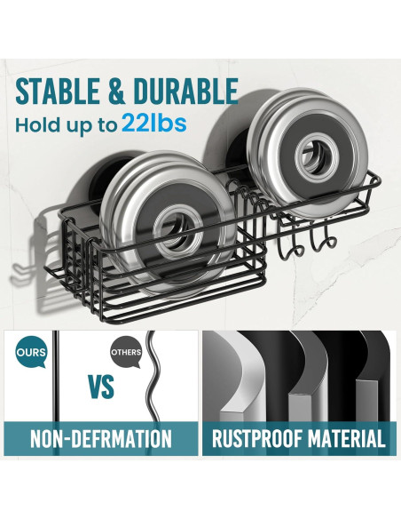 Caddy de Ducha TAILI Negro con Ventosas y Soporte para Jabón