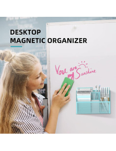 Soporte Magnético DALTACK para Lápices - Organizador Azul 3 Compartimentos 2