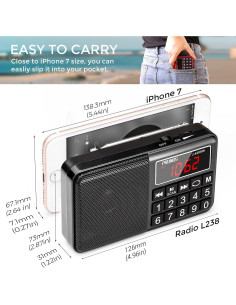 Radio de Bolsillo PRUNUS J-429 AM FM Carga USB Altavoz Neodimio 2