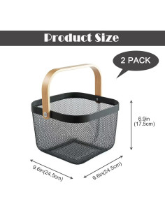 Cestas de Picnic de Metal Tianlian - 2 Piezas Cuadradas Negras 2