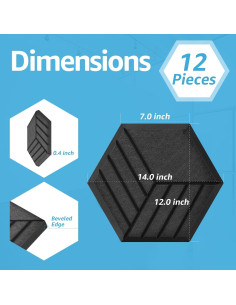 Paneles Acústicos Hexagonales Art3d 12 Pcs Cubo Negro 2