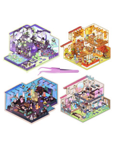 4 Sets de Pegatinas 3D Antiguas HOMICO para Mini Escenas