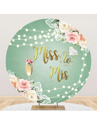 Fondo Redondo 7x7ft Rosa Floral Encaje para Baby Shower