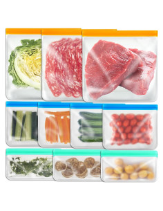 Bolsas de Silicona Reutilizables AURUZA - 10 Piezas Galón y Snack