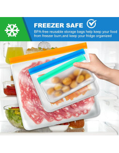 Bolsas de Silicona Reutilizables AURUZA - 10 Piezas Galón y Snack 2