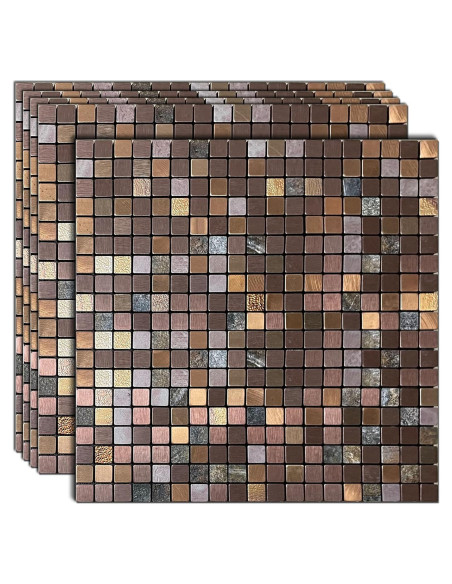 Azulejo Autoadhesivo YMMXGE 3D Verde y Cobre 30.48cm x 30.48cm