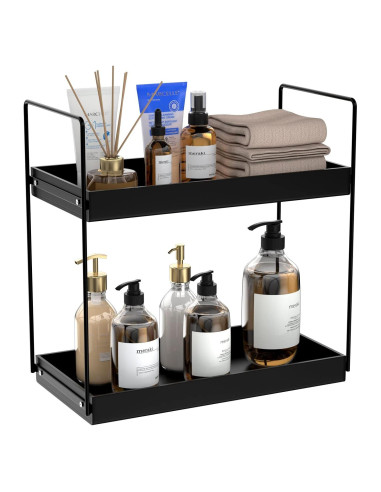 Organizador de Encimera NPPLUS 2 Niveles Metal Acrílico Negro