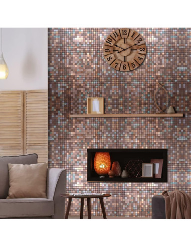 Azulejo Autoadhesivo YMMXGE 3D Verde y Cobre 30.48cm x 30.48cm