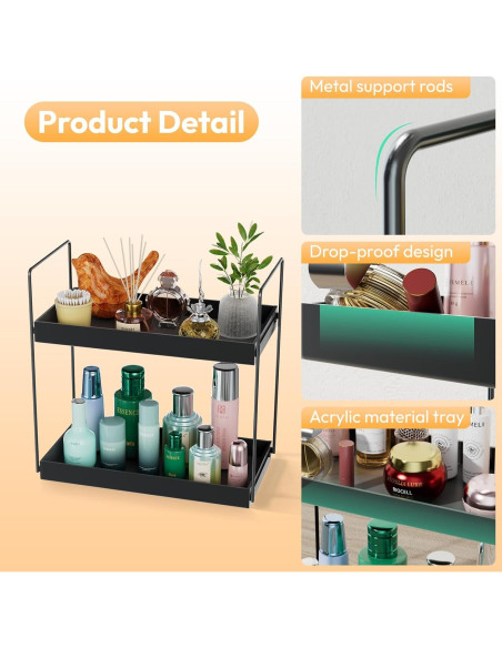 Organizador de Encimera NPPLUS 2 Niveles Metal Acrílico Negro Organizador de Encimera NPPLUS 2 Niveles Metal Acrílico Negro