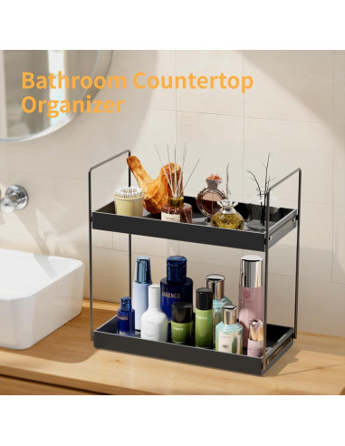 Organizador de Encimera NPPLUS 2 Niveles Metal Acrílico Negro