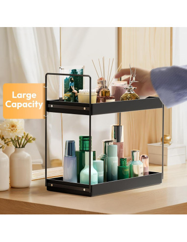 Organizador de Encimera NPPLUS 2 Niveles Metal Acrílico Negro