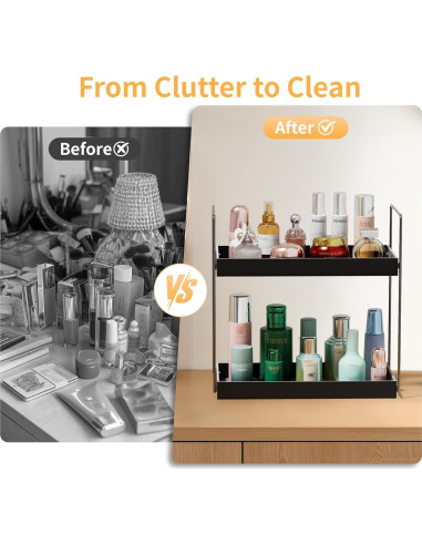 Organizador de Encimera NPPLUS 2 Niveles Metal Acrílico Negro