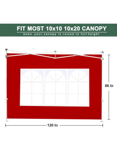 Pared Lateral JANCANOPY para Toldo 10x10 Rojo - Paquete de 3 2