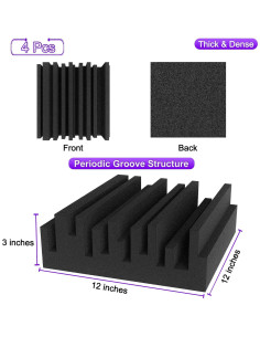 Paneles Acústicos TroyStudio 4 Pcs 30.48x30.48 cm Poliuretano 2