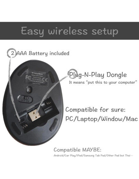 Ratón Inalámbrico Ergonómico para Zurdos URBY Negro