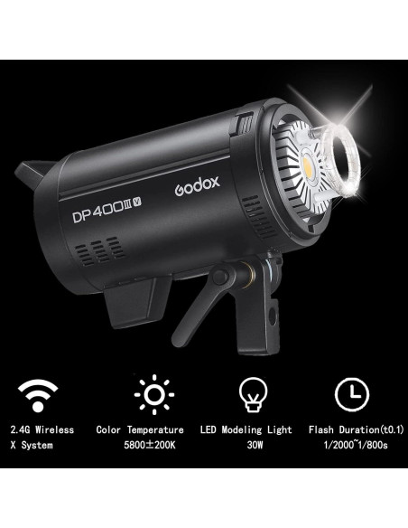 Flash Estudio Godox DP400III-V 400Ws con LED 30W y 2.4G