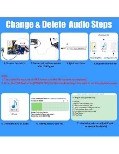 Módulo de Sonido XLW 16MB con Altavoz y Grabación 16 Min